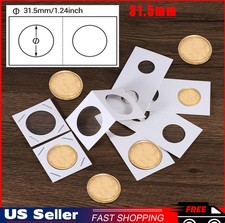 CARDBOARD COIN HOLDERS Staple Coin Holder Display Clear Window 50x 31.5mm Folder