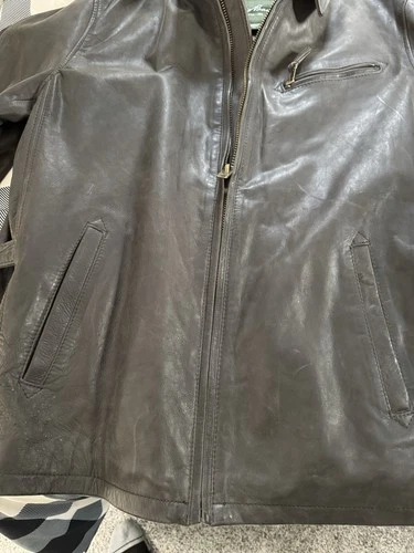 Eddie Bauer Men's Leather Jacket Brown - Full Zip- Large Tall image 2
