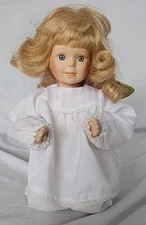 Vintage Homco Porcelain Doll, Praying Angel w Blonde Hair  10.5"
