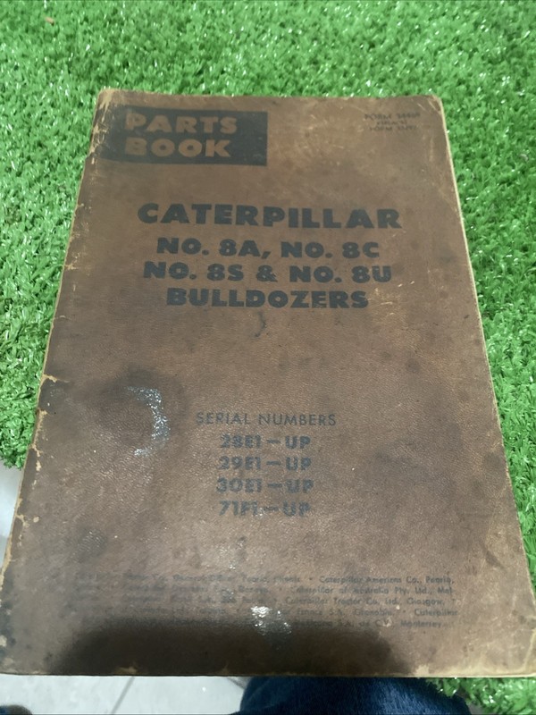 1963 CATERPILLAR TRACTOR PARTS BOOK MANUAL 8A 8C 8S & 8U BULLDOZERS
