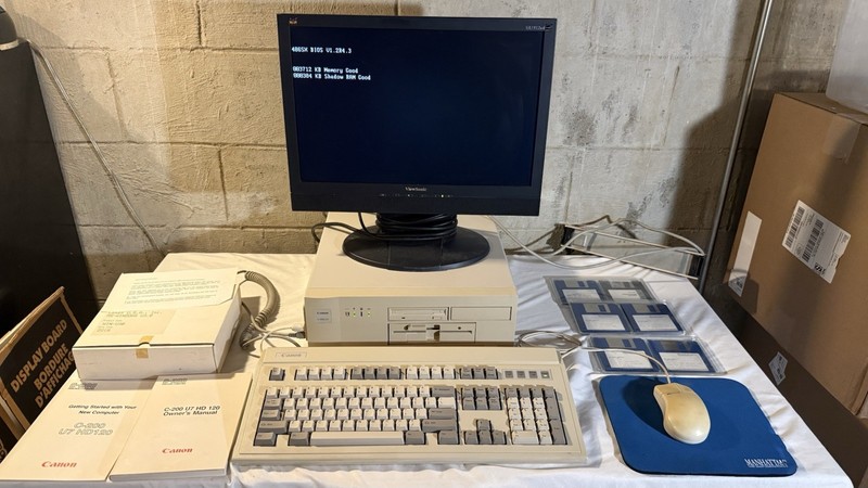 Canon C-200 U7 Computer MS-DOS 5.0 Windows 3.0 Restored W/ Keyboard Mouse CLEAN