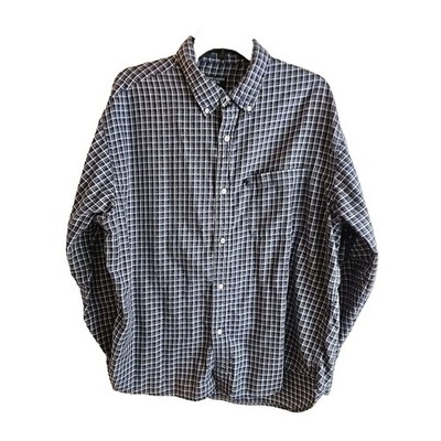 Ralph Lauren Jeans Co Mens Flannel Shirt L Plaid Button Up 100% Cotton LS