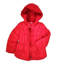 Girls 7/8 Mayoral Red Zip Hooded Fur-Lined Puffer Coat W/ Peplum Silhouette Warm