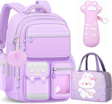 Purple School Backpack for Girls - Waterproof Backpacks Large Capacity with Mult