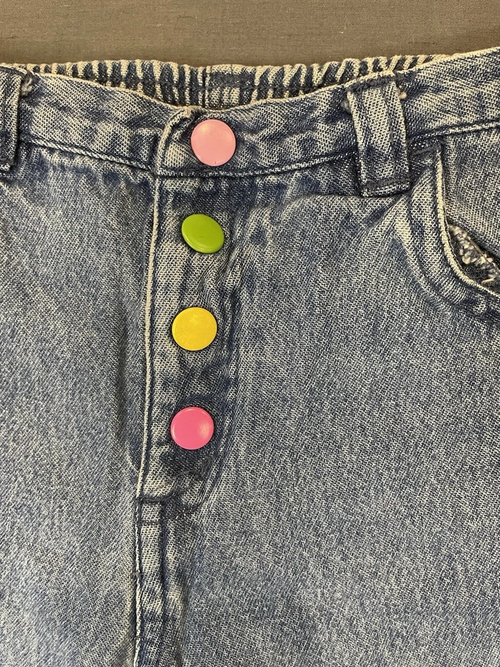 Jeans de Colección Y2K J. Caqui Niñas Pequeñas 4T Azul Denim Coloridos Broches a presión Flores Emb Foto 4 de 4