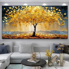 Abstract Gold Tree of Life Canvas Painting Po...