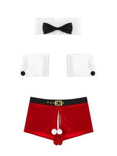 FEESHOW Mens Lingerie Set Velvet Christmas Costume Sexy Outfits Role Play AU - Picture 27 of 76