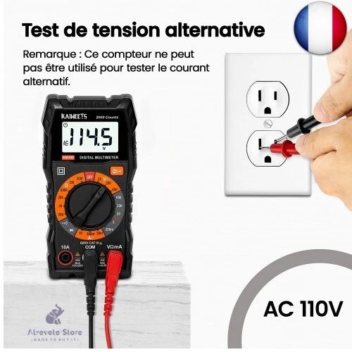 Multimètre Numérique KAIWEETS, Multimètre Digital, Voltmètre Multifonctions 200 - Photo 2/13