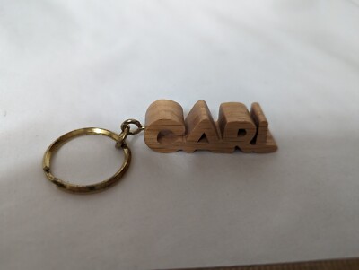 Vintage wooden Russ name keychain - Carl | eBay
