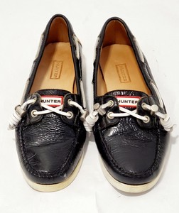 black leather deck shoes
