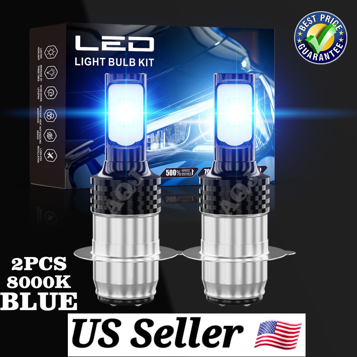 SJMYXCLW H6 LED Headlight Bulbs – 360° High Power Plug-and-Play For Yamaha Blaster 200 (1995-2006)