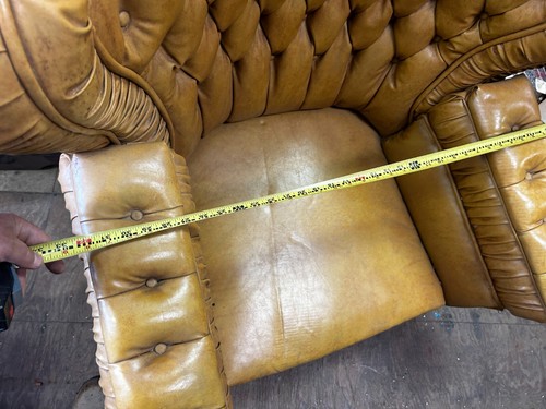 RARE Antique Chesterfield Tufted Platform Rocking Chair / Carved Furry Paw Feet - Picture 21 of 24