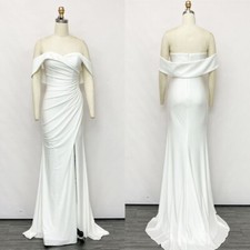 Off shoulder mermaid gown,slit bride robe,Custom wedding robe,white bridal dress