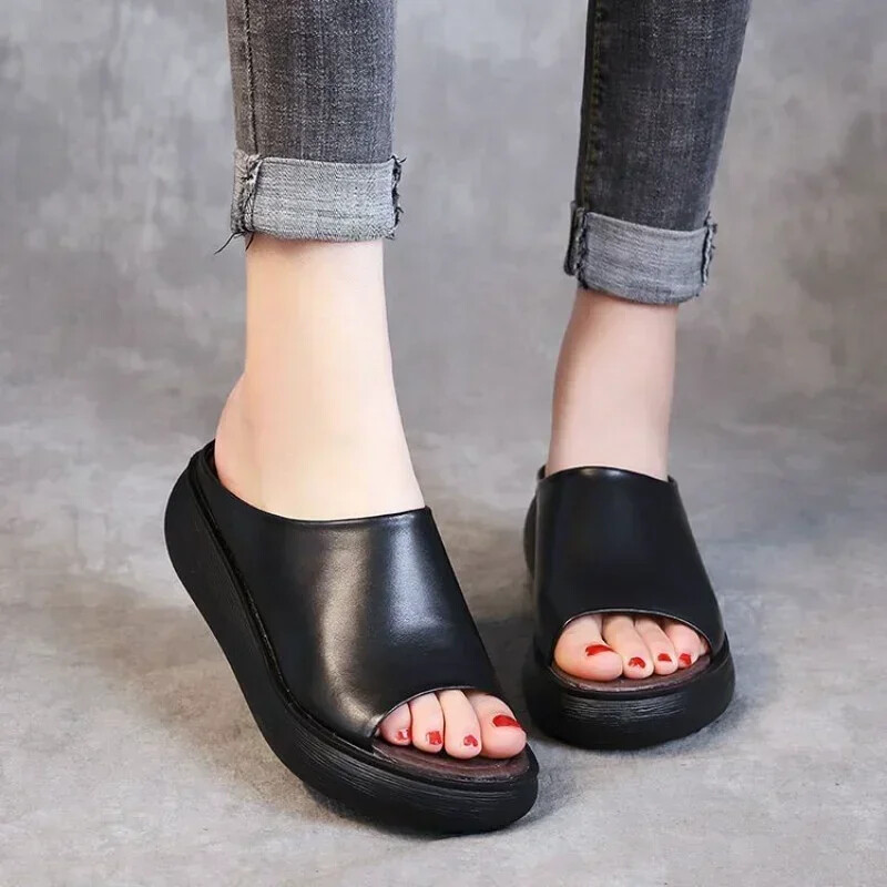 SAOLA Ciabatte da donna in pelle suola pu sandali per donna sexy tacco alto mules zoccoli...