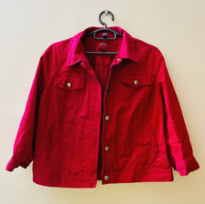 Vintage 78s Chaps Denim Jean Classic Red Button Flap Pockets Jacket Women Size L