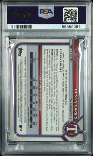 Autógrafo refractor naranja Bowman Dustin Harris 2022 /25 PSA 10 gemas como nuevo - Imagen 2 de 2
