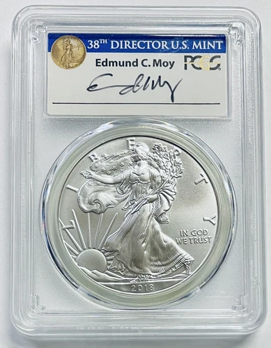 2018 $1 Silver Eagle PCGS MS70 FS Moy Signature Pop 1