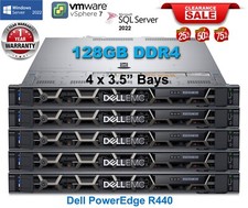 Dell PowerEdge R440 2x Silver 4210 2.20Ghz 20-Core 128GB DDR4 H730P- 2x480GB SSD