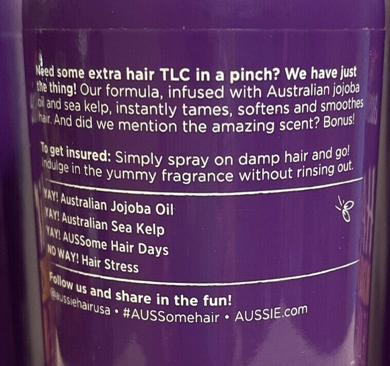 3 Aussie Hair Insurance Leave-In Conditioner Australian Jojoba Oil Sea Kelp 8oz 