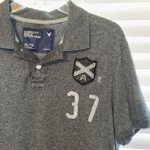 American Eagle Outfitters Vintage Fit Men's Gray Short Sleeve Polo Shirt Size XL - Picture 2 of 7
