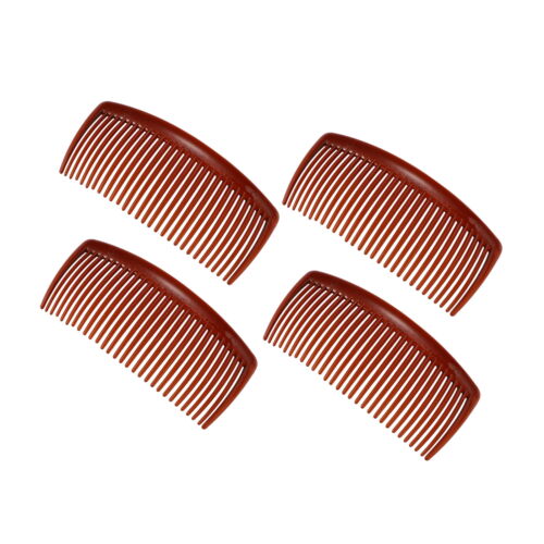 4 Pcs Classic Side Clip Hair Comb Teeth Hair Combs 4" Plastic Brown