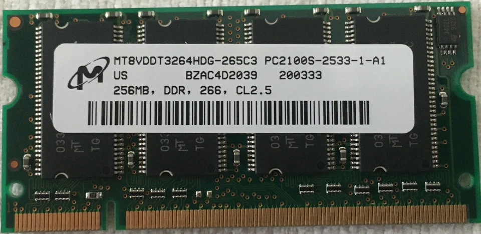 3 uds. NT256D64SH8B0GM-75B, HYMD232M646A6-H, MT8VDDT3264HDG-265C3, 256MB RAM Foto 4 de 4