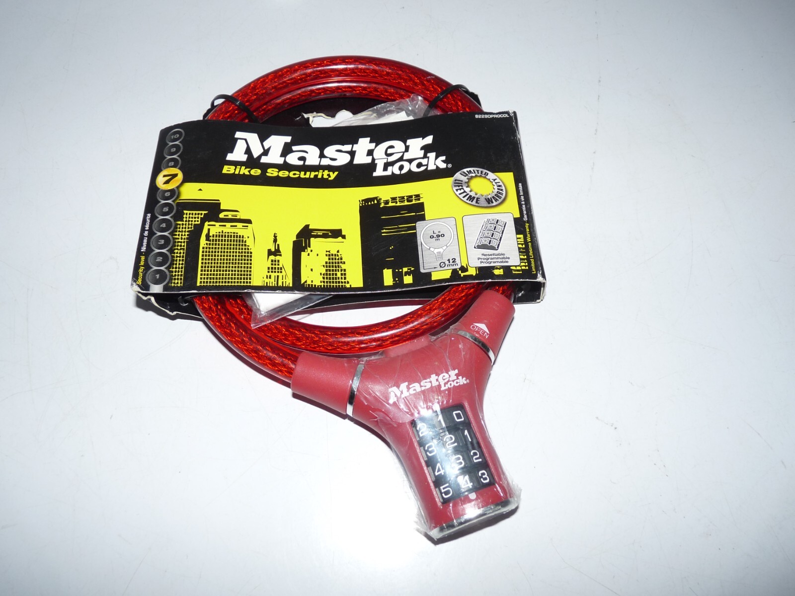 Antivol master lock 8229DPROCOL / vélo trottinette / neuf 90cm niveau sécurité 7