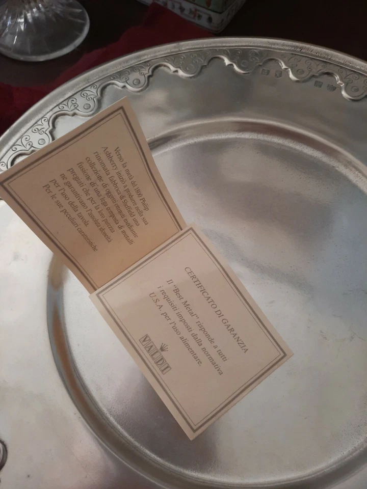 Valdi Lotto 6 Piatti Sottopiatti Punzonati Metallo Lega Best Metal argento - Immagine 3 di 4