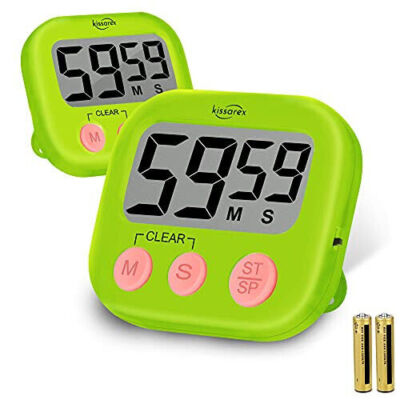 2er Pack Kissarex Digitale Küche Countdown Timer Zähler Groß LCD/Grün