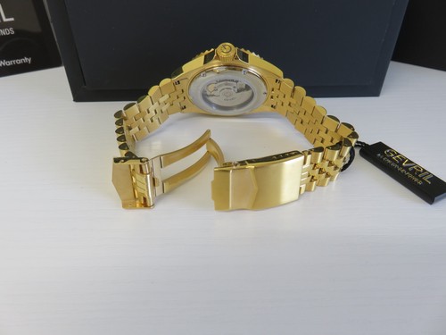 Gevril Men's 42604 Chambers Swiss Automatic Ceramic Bezel Gold IP Date Watch - Picture 10 of 12