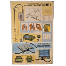 Vintage Skydiving - Parachute Jumping - Original Soviet Poster  1971 - Air Sport