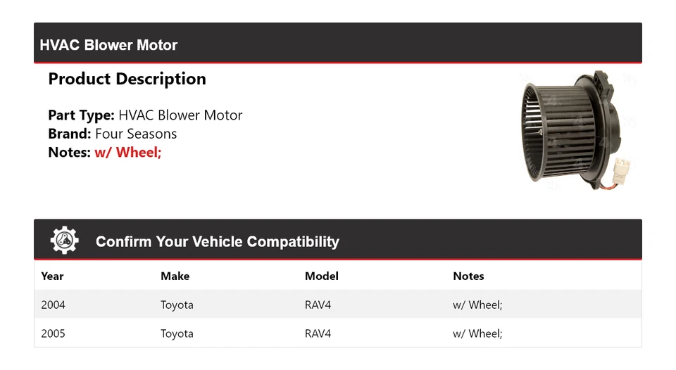 Motor soplador 4 estaciones para Toyota RAV4 2004-2005 HVAC Foto 2 de 4