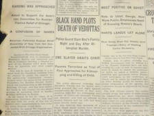 1922 FEBRUARY 10 NEW YORK TIMES - BLACK HAND PLOTS DEATH OF VEROTTAS - NT 9008