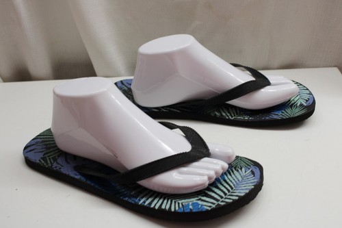 Tropical Palm Black Comfort Foam Sandals Classic Beach Thongs Flip Flops 10/11 - Picture 4 of 7