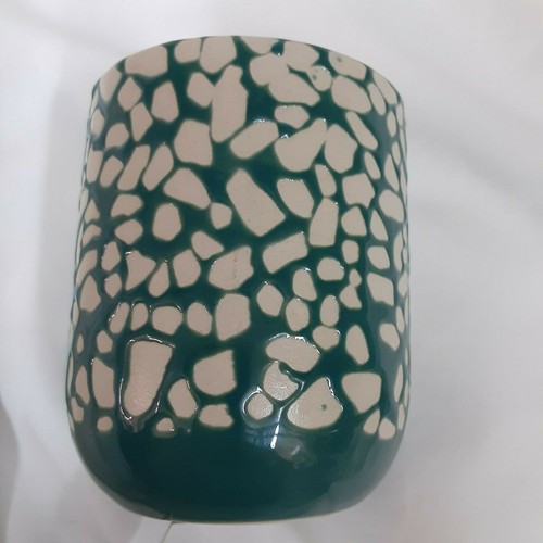 New candle green and cream ceramic jar FRESH FERN scent 3.5" high x 2.5" wide  - Picture 5 of 5