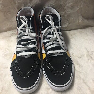 Size 10.5 - VANS Sk8-Hi 38 Canvas Black 721358 Mens Fire Canvas￼ Womens Sz 12