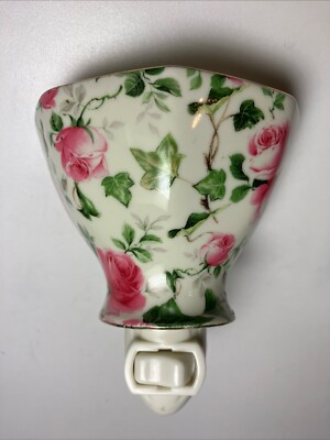 Vintage Porcelain Rose Chintz Night Light , Formalities My Baum Brothers.
