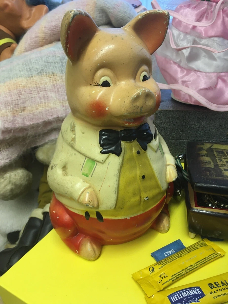 Vintage large Mr Pig Mr Piggy bank Money Box by Ellgreave Pottery Co 9.5