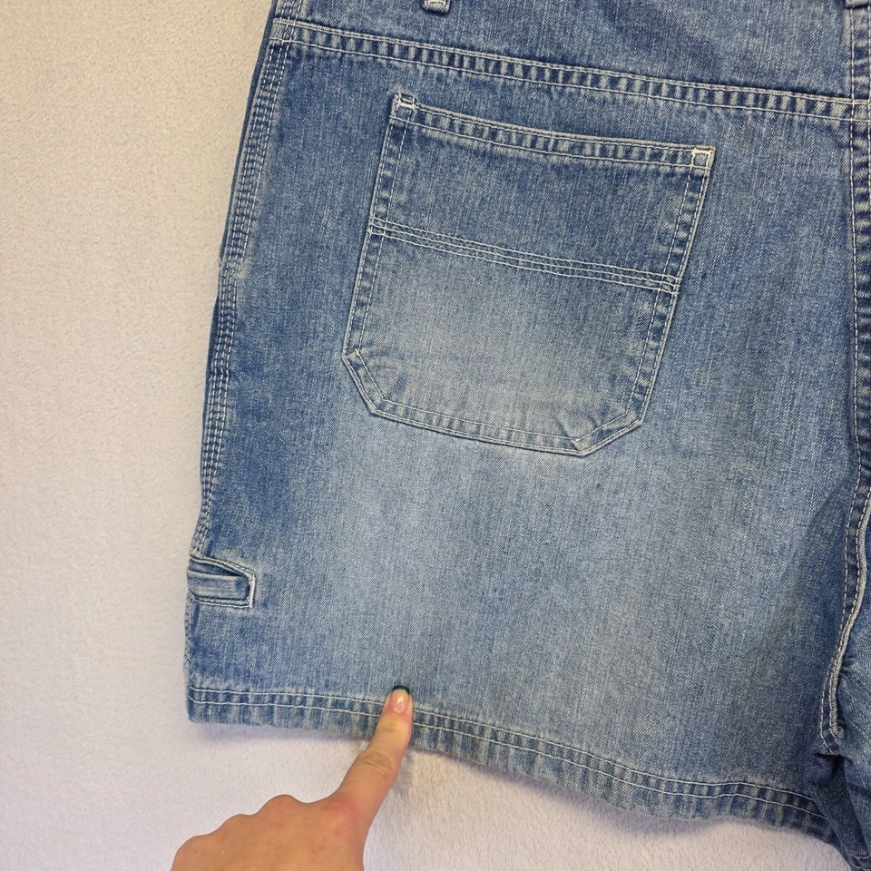 Pantalones Cortos Carpintero Route 66 Para Mujer 18 Y2K Novio Azul Tiro Alto Botón Mosca Foto 4 de 4