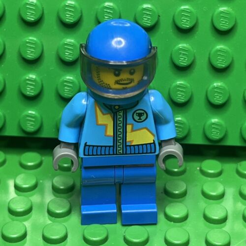 LEGO minifigure Dark Azure Racer w Lightning Bolt rac055 Racers 10673 Speed