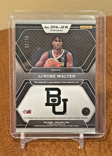 Ja’KOBE WALTER /10 RC AUTO 2024 Prizm Draft Picks Gold Prizm Baylor / Raptors - Picture 2 of 3