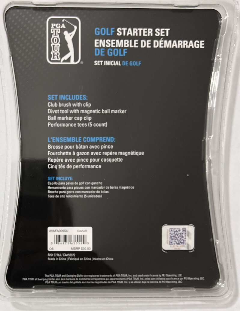 PGA Tour Golf Starter Set with Brush, Tees, Ball Markers, Divot Tool