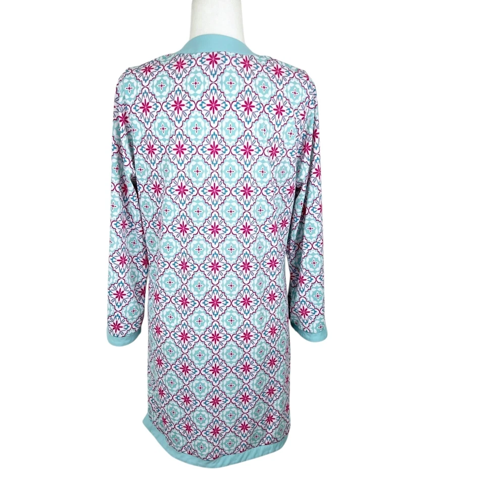 Vestido Aqua et Sol Mujer Grande Azul Rosa Floral Encubrimiento Manga Larga Elastizado Natación Foto 3 de 4