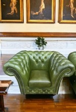 Chesterfield Luxus Leder   Sessel Modell Kingston Aniline S