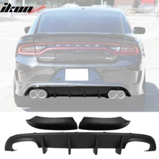 Fits 15-23 Dodge Charger Quad Exhaust Rear Diffuser + Side Aprons Unpainted PP