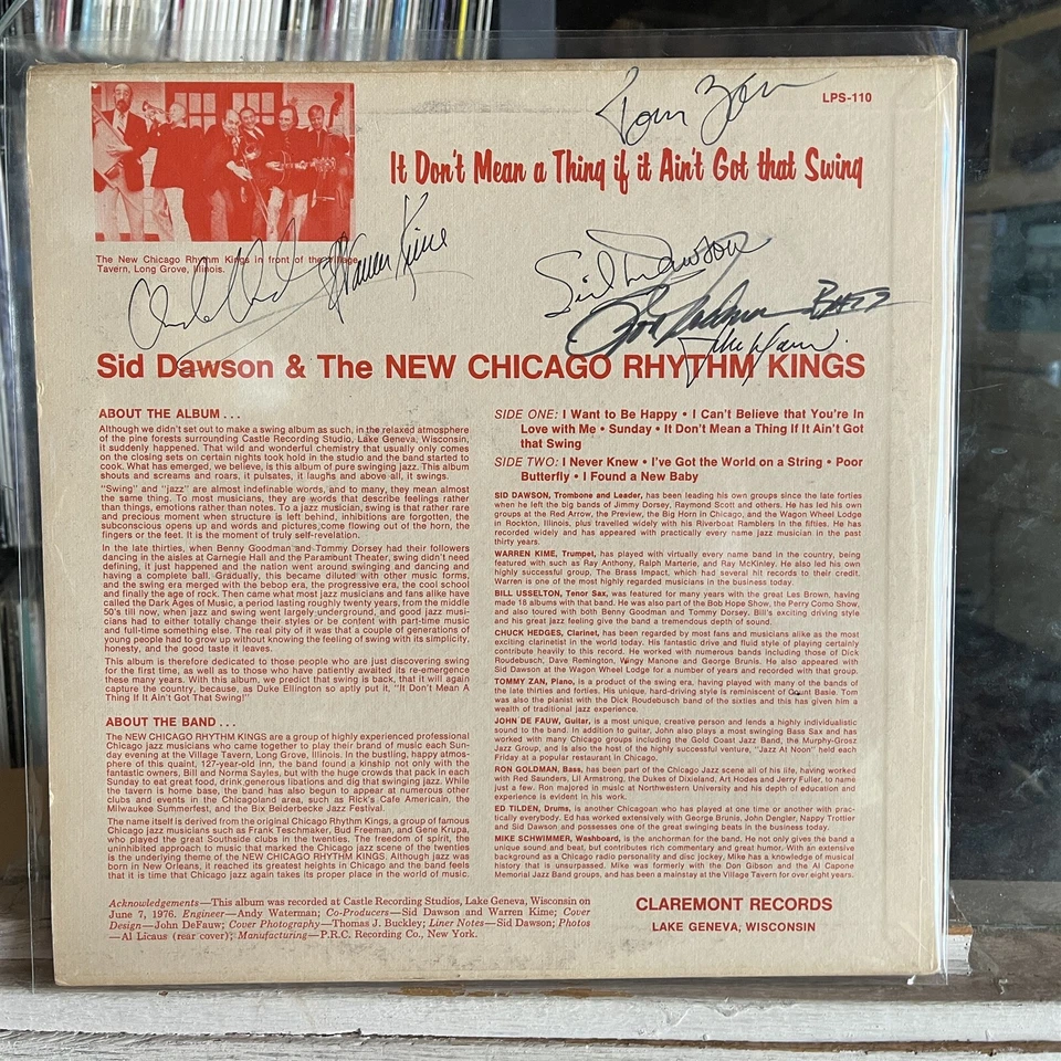 [JAZZ]~EXC LP~SID DAWSON & NEW CHICAGO RHYTHM KINGS~It Don't Mean A Thing~SIGNED Foto 2 de 4
