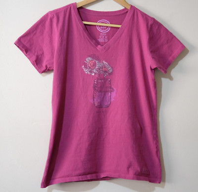 LIFE IS GOOD Tee  Purple 100% Cotton '' Half Full'' Women's M #p96-26