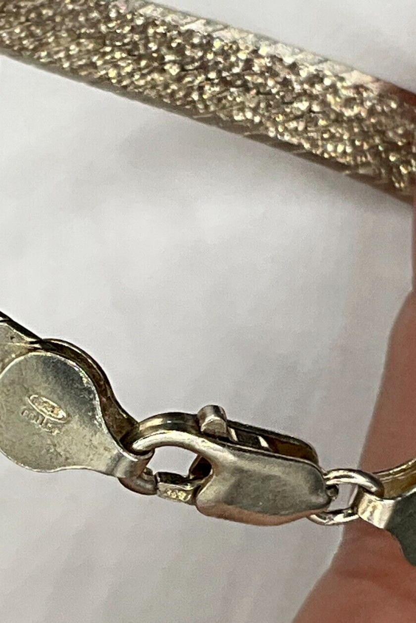 Solid Sterling Silver Herringbone Chain Bracelet … - image 6