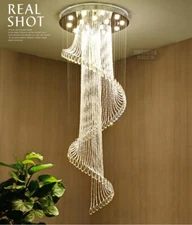 Yc. Modern Luxury LED Crystal Ceiling Light Living room Pendant Lamp Hotel Villa