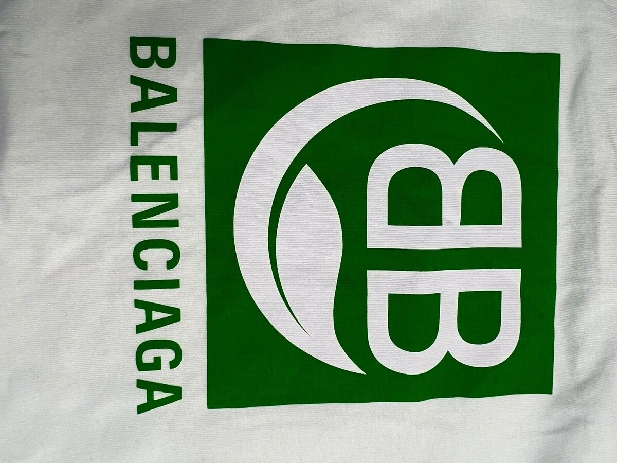 Balenciaga Natural Green Graphic Logo Boxy Short Sleeve Balenciaga Natural Green Graphic Logo Boxy Short Sleeve